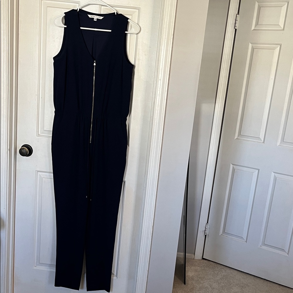 Trina Turk Elegant Navy Sleeveless Jumpsuit